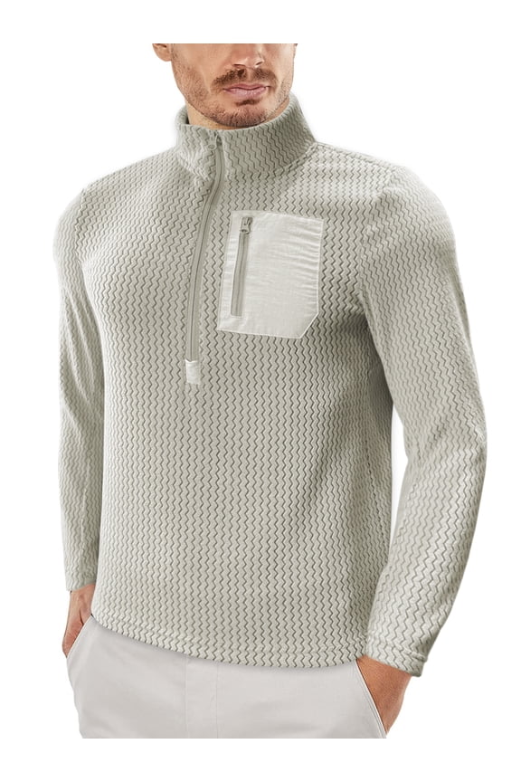 Unisex Warm Half-Zip Cardigan Casual Knit Half-Zip Sweater Soft Long Sleeve Jacket for Everyday Wear, Travel & Layering