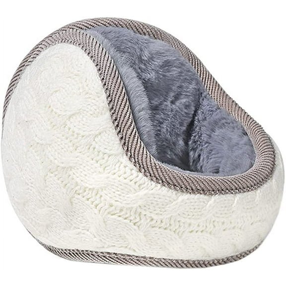 Unisex Warm Knit Earmuffs Ladies Cashmere Winter Pure Color Outdoor Fur Earwarmer, Adjustable Wrap
