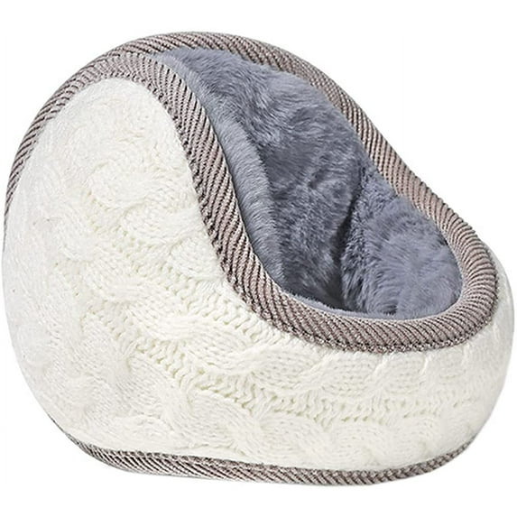 Unisex Warm Knit Earmuffs Ladies Cashmere Winter Pure Color Outdoor Fur Earwarmer, Adjustable Wrap