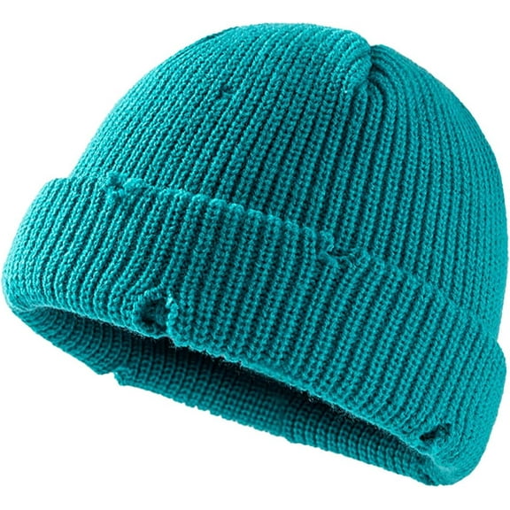 Unisex Warm Knit Skull Cap Hip-hop Slouchy Ripped Knitted Hat