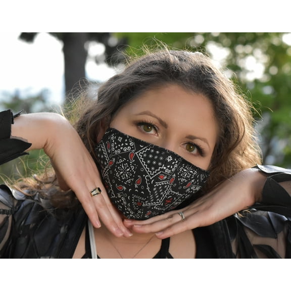 Unisex Washable Face Cover, Reusable Fashion Mouth Cover with 3 Layers of Breathable Fabric Made in USA, Cloth Mouth Cover