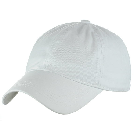 Unisex Washed Twill Low Profile Adjustable Baseball Dad Cap Hat, White