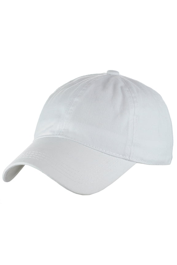 Unisex Washed Twill Low Profile Adjustable Baseball Dad Cap Hat, White