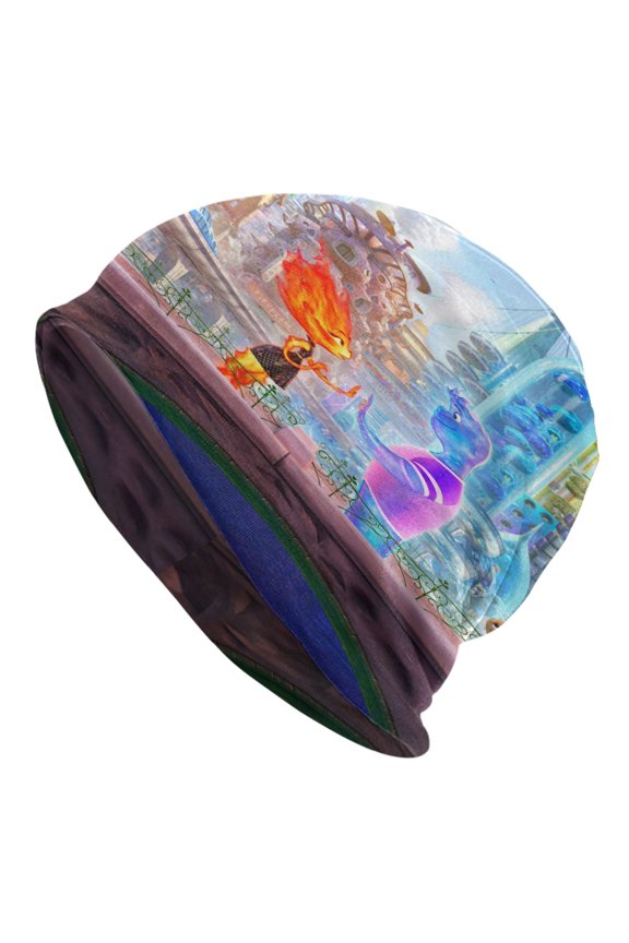 Unisex Water Fire Element-a Knitted Hat Warm Slouchy Knit Hat Headwear Skull Hat for Men Women