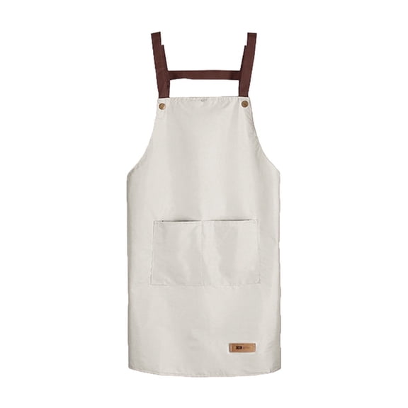 Unisex Waterproof Apron, Adjustable Bib Apron with Pockets, for Professional Chef, Server, Restaurant Cooking (White)
