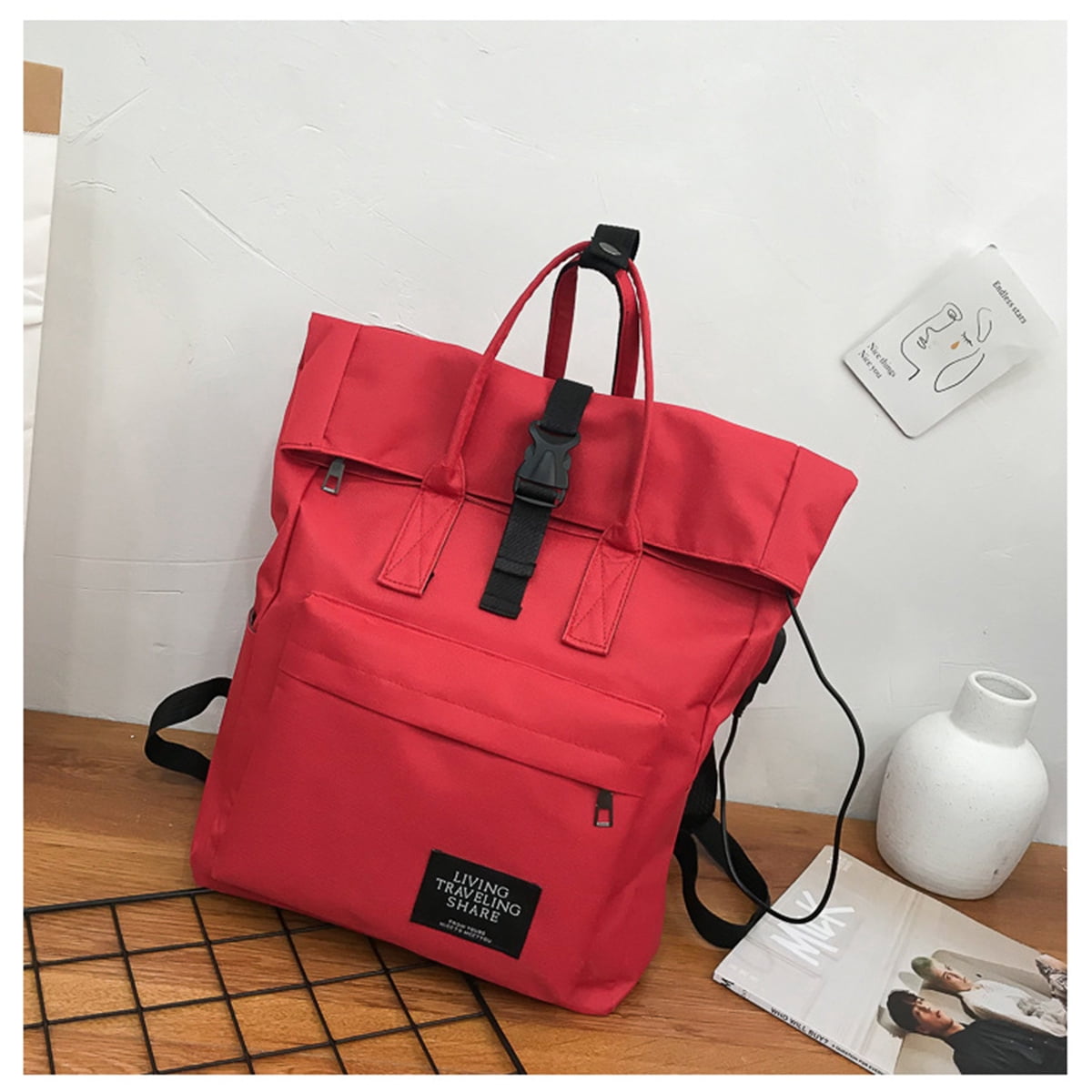 Unisex Waterproof Backpacks Large Capacity Men Canvas Travel Bag Women Students School Books Laptop Backpack Red
