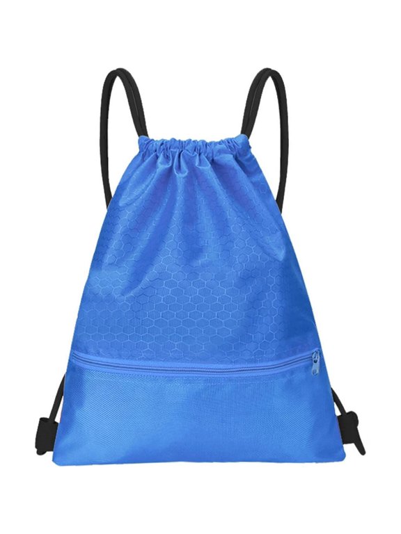 Unisex Waterproof Drawstring Waterproof Draw String Back Sack with Zip Pocket, Black