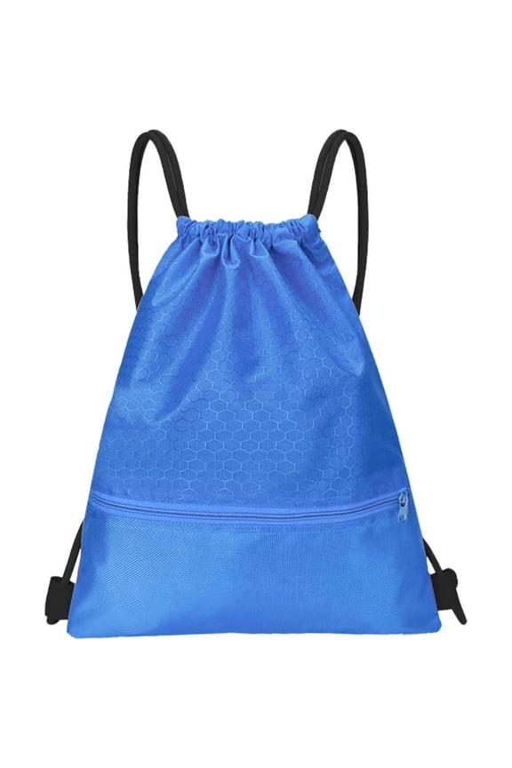 Unisex Waterproof Drawstring Waterproof Draw String Back Sack with Zip Pocket, Black