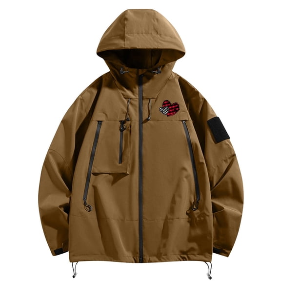 Unisex Waterproof Outdoor Jackets for Men Women Couple Hoodies Lightweight Hooded Windbreaker Raincoat with Pockets Print Design Bicycle Hiking Outdoor Jacket Couple Wear