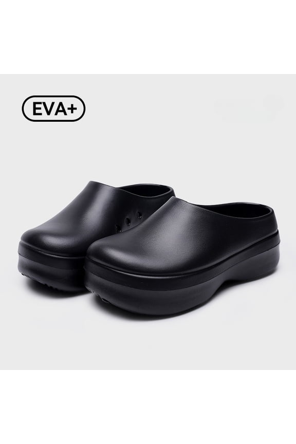Unisex Waterproof Platform Clog Slippers, Slip-On Closed-Toe Warm Lined Shoes, Thick-Sole Outdoor Indoor Comfort Clogs, Non-Slip Chef-Style Cozy Winter Footwear
