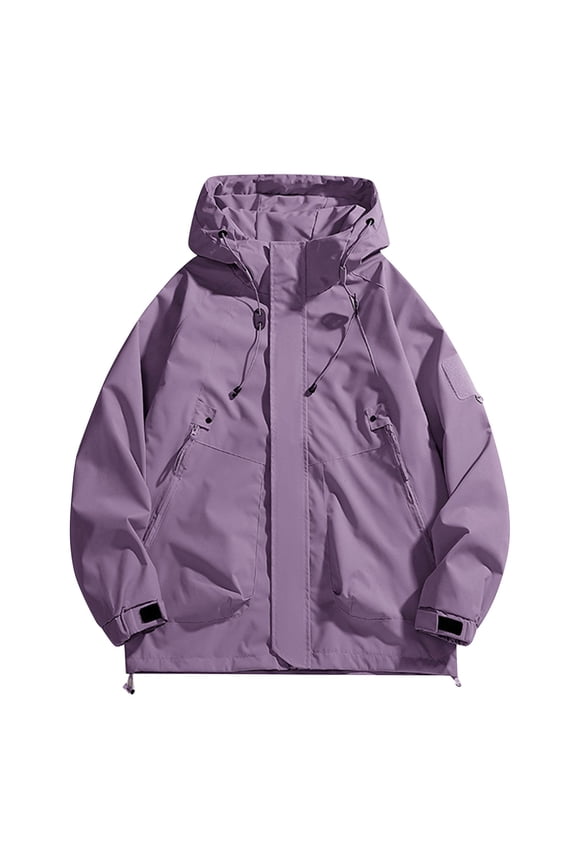 Unisex Waterproof Running Jacket Autumn Windbreaker Hiking Camping Trekking Outdoor Jackets Men Women Coats for Cold Weather, Snowy Conditions and Winter Outdoors, Purple, M