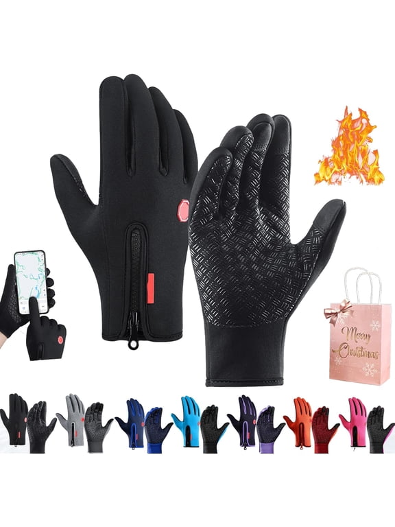 Unisex Waterproof & Windproof Thermal Non-Slip Gloves,Winter Warm Touchscreen Sports Glove Cold Weather for Outdoor Cycling(Black,Small)
