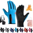 thumbnail image 1 of Unisex Waterproof & Windproof Thermal Non-Slip Gloves,Winter Warm Touchscreen Sports Glove Cold Weather for Outdoor Cycling(Blue,Small), 1 of 7