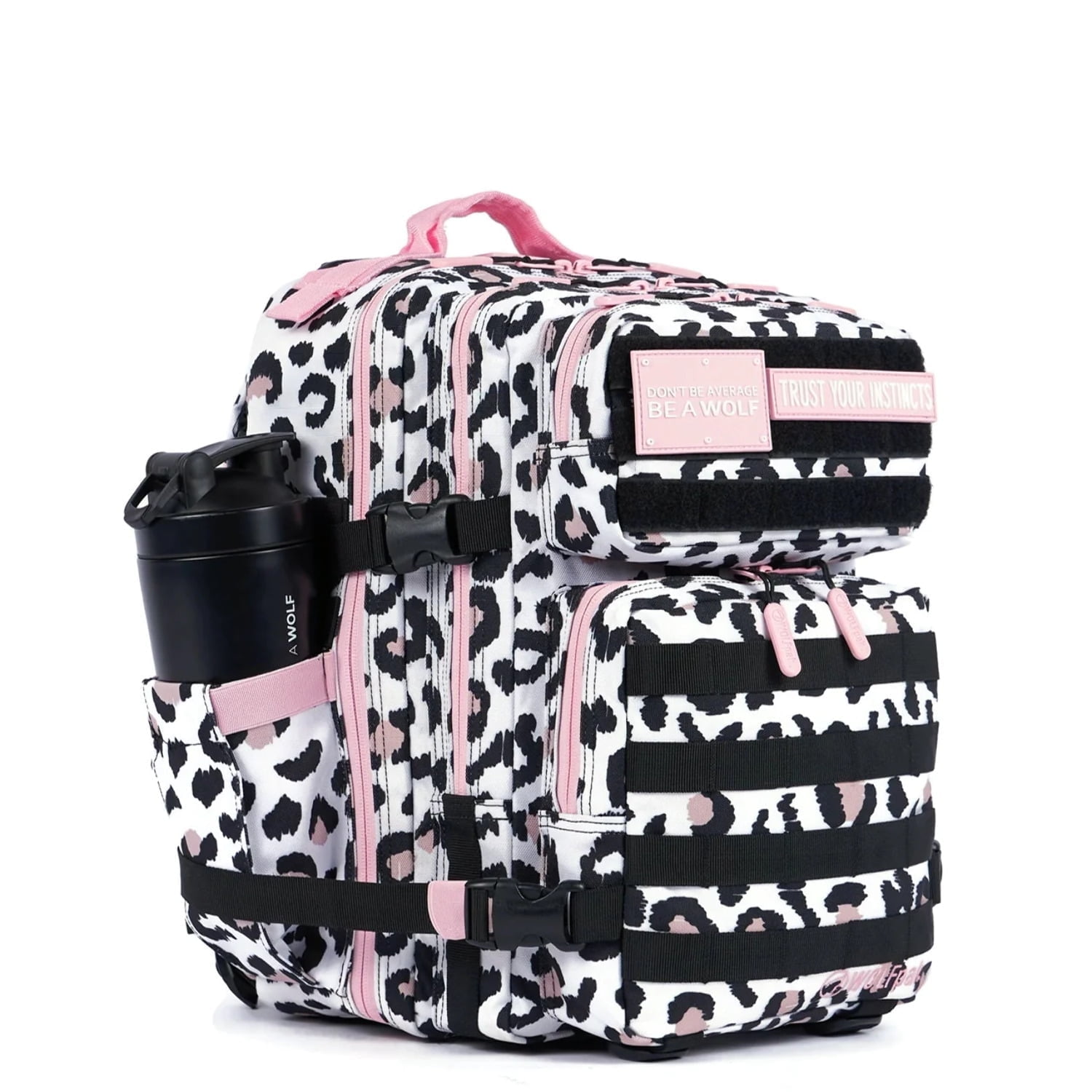 Unisex Waterproof Wolf Patch 900D Polyester Backpack, Pink - Walmart.com