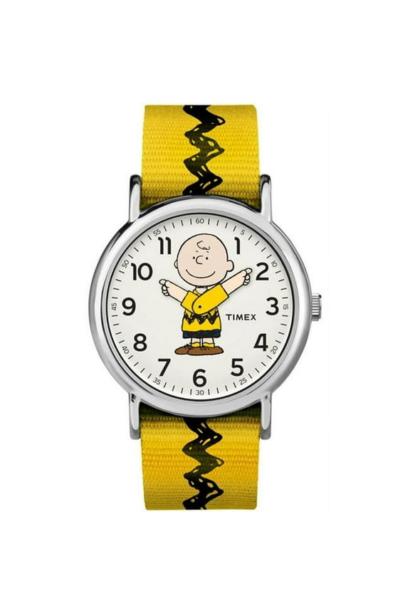 Unisex Weekender x Peanuts Charlie Nylon Slip-Thru Strap Watch, Brown