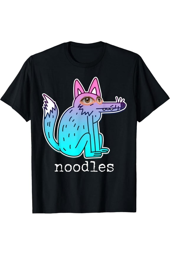 Unisex Weirdcore Artistic Gradient Wolf Noodles T-Shirt