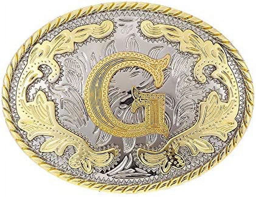 Unisex Western Belt Buckle Initial Letters ABCDJST to Z Cowboy Rodeo