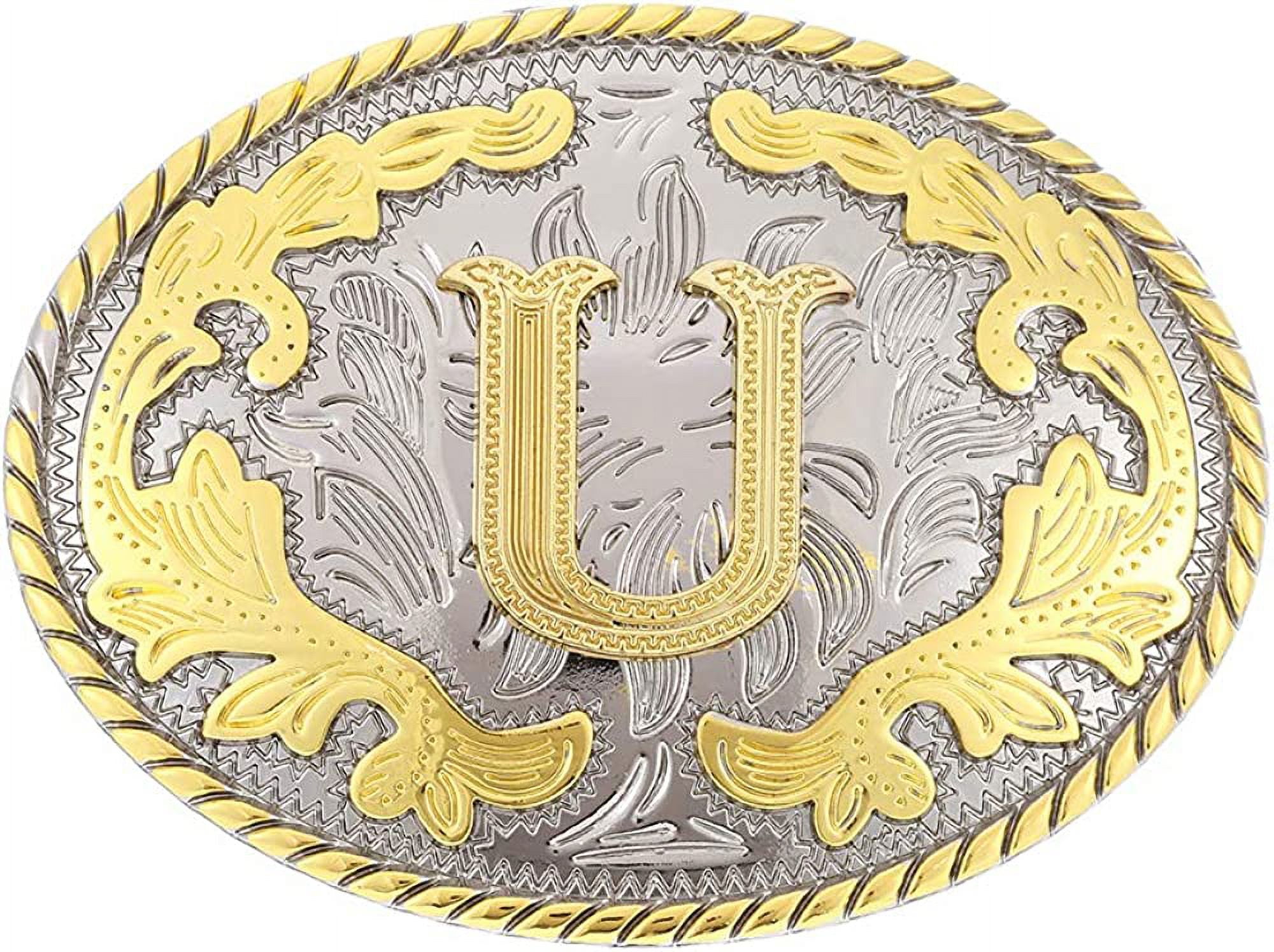 Unisex Western Belt Buckle Initial Letters ABCDJST to Z Cowboy Rodeo