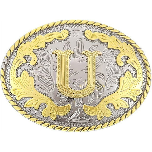 Unisex Western Belt Buckle Initial Letters ABCDJST to Z Cowboy Rodeo
