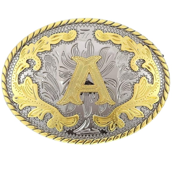Unisex Western Belt Buckle Initial Letters ABCDJST to Z Cowboy Rodeo Medium Gold Belt Buckles