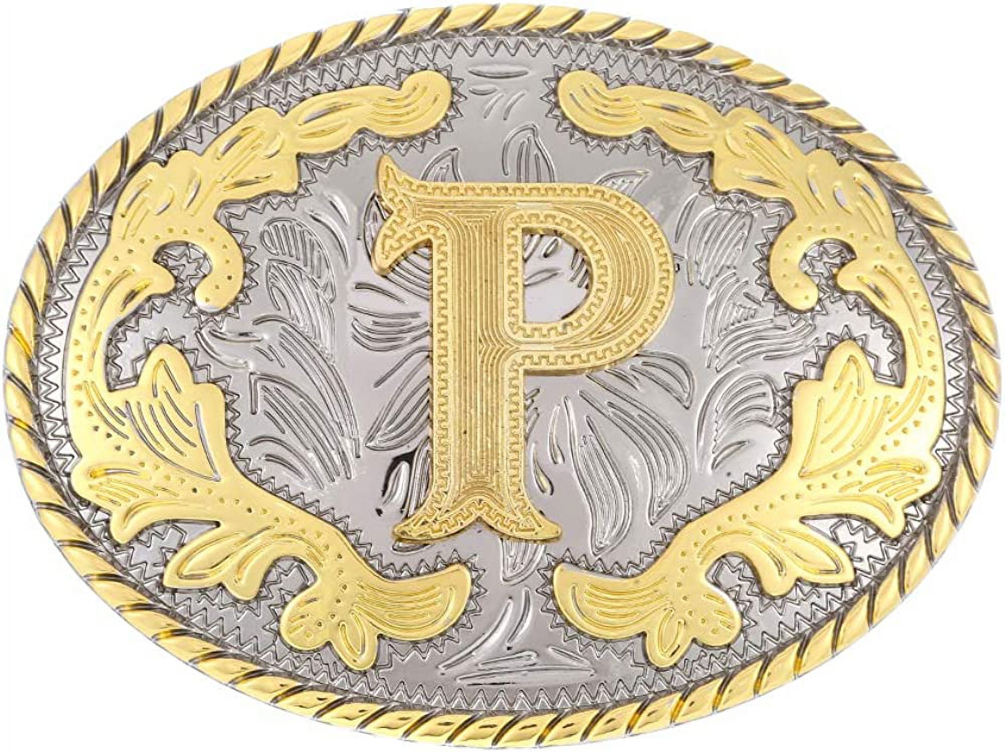 Unisex Western Belt Buckle Initial Letters ABCDJST to Z Cowboy Rodeo