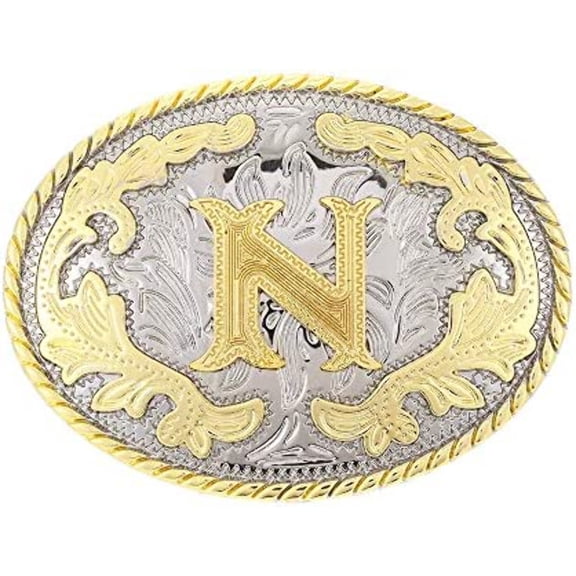 Unisex Western Belt Buckle Initial Letters ABCDJST to Z Cowboy Rodeo Medium Gold Belt Buckles