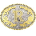 thumbnail image 1 of Unisex Western Belt Buckle Initial Letters ABCDJST to Z Cowboy Rodeo Medium Gold Belt Buckles, 1 of 11