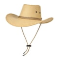 thumbnail image 1 of VONCOS Unisex Western Cowboy Hat Yellow Cowgirl Style Wide Brim Polyester Adjustable Chin Strap Lightweight Sun Protection for Festival Concert Rodeo Outdoor Daily Wear,Size M, 1 of 2