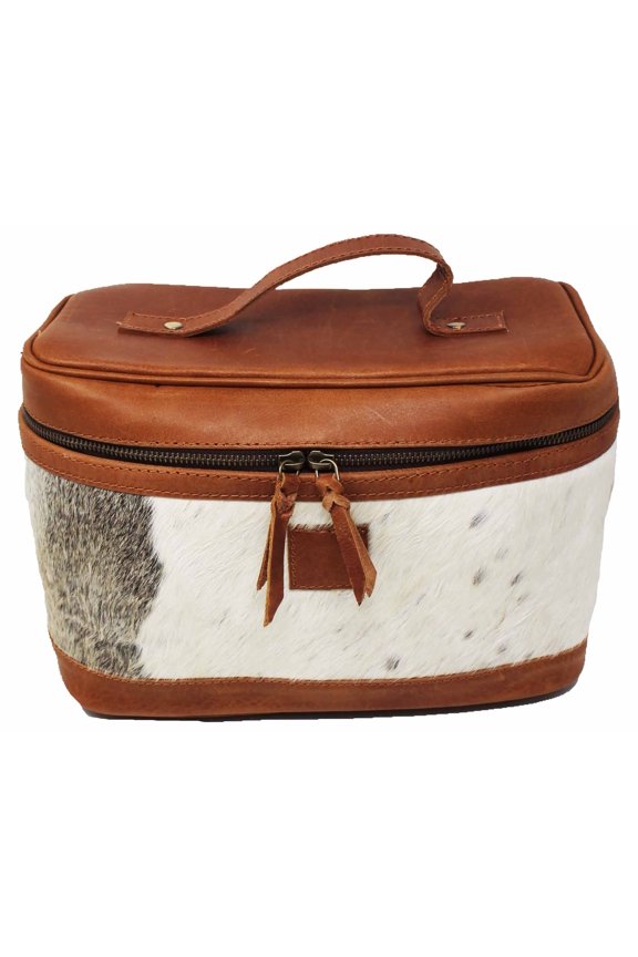Unisex Western Full-Grain Leather Hairon Cosmetic Dopp Kit Toiletry Bag 18RTT07