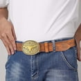 thumbnail image 1 of Unisex Western Punk Single‑Row Belt, Retro Floral Embossed Faux Leather Strap, Adjustable Size, Cowboy‑Inspired Casual Jeans Wear, Western Belt Buckle Brown 105, 1 of 6