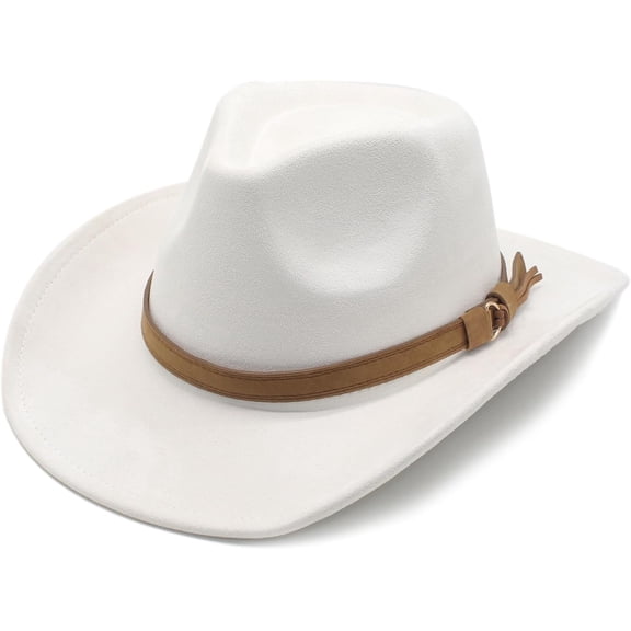 Unisex Western Suede Cowboy Cowgirl Hat Classic Wide Brim Fedora Hat for Men &Women