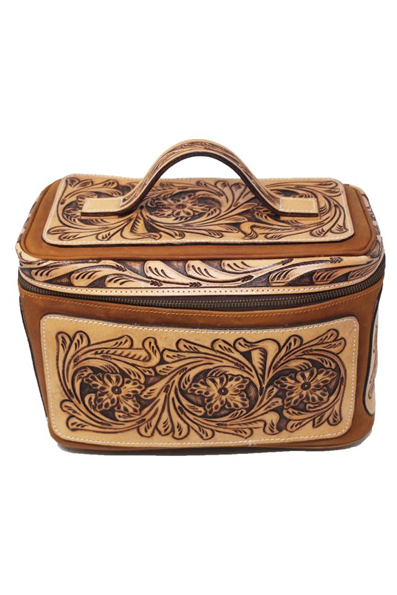 Unisex Western Tooled Leather Cosmetic Dopp Kit Toiletry Bag 18RTT10