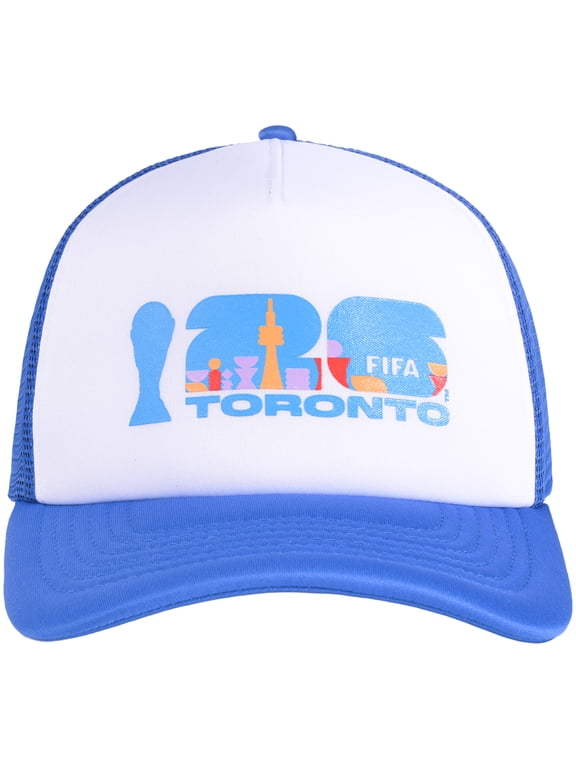 Unisex White/Blue FIFA World Cup 2026 Toronto Flagship Foam Adjustable Trucker Hat