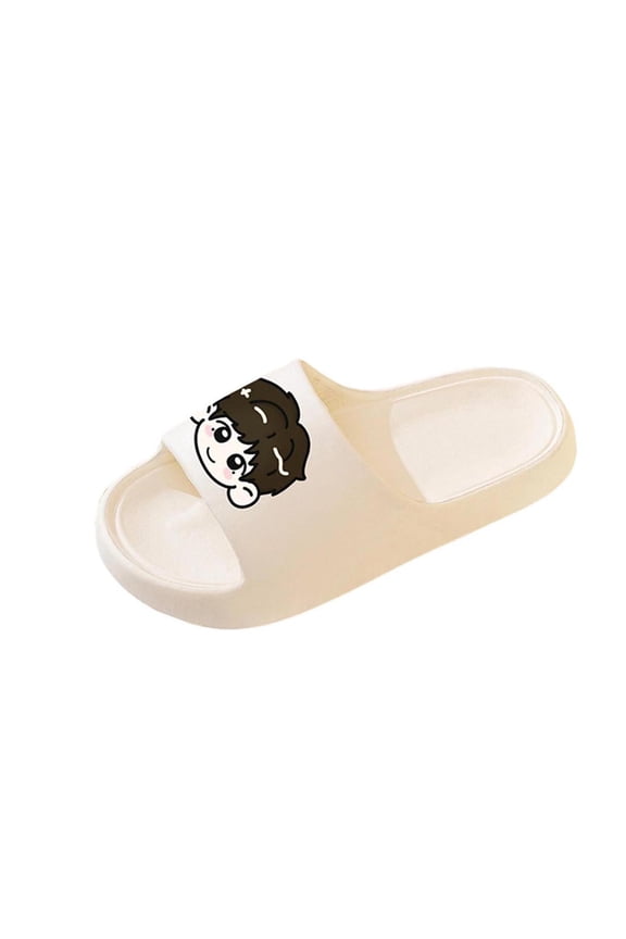 Unisex White Cartoon Slides EVA Cushioned Comfort Sandals Funny Face Non-Slip Indoor Outdoor Beachy,Size 3.5-5