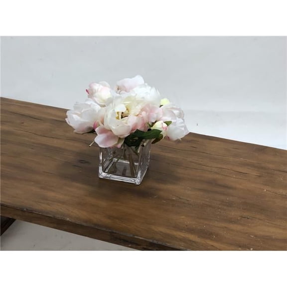 Unisex White Peonies in Square Glass