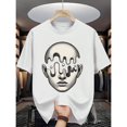 thumbnail image 1 of Unisex White Print Tshirt Graphic Tees Shirts Abstract Melting Face Art Design Casual Tops S-5XL, 1 of 5