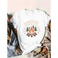 thumbnail image 1 of Unisex White Print Tshirt Graphic Tees Shirts Campfire Drinking Team Camping Design Casual Tops S-5XL, 1 of 5