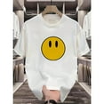 thumbnail image 1 of Unisex White Print Tshirt Graphic Tees Shirts Classic Smile Face Minimalist Humor S-5XL Tops, 1 of 5