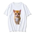 thumbnail image 1 of Unisex White Print Tshirt Graphic Tees Shirts Cute Orange Cat Pet Love Humor S-5XL Tops, 1 of 5