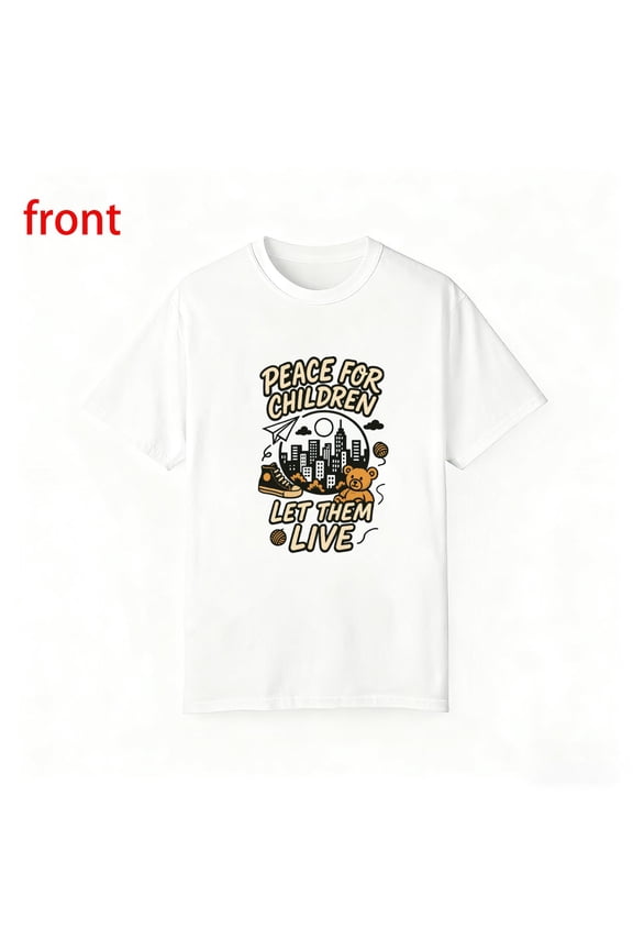 Unisex White Print Tshirt Graphic Tees Shirts Peace For Children Let Them Live Social Cause S-5XL Tops
