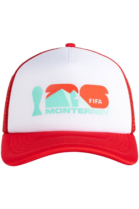 Unisex White/Red FIFA World Cup 2026 Monterrey Flagship Foam Adjustable Trucker Hat
