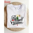 thumbnail image 1 of Unisex White T-Shirt Graphic Tees "Blessed Christmas" Angel & Christmas Tree Religious Holiday Design Shirts S-5XL Casual Daily Tops, 1 of 5