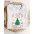 thumbnail image 1 of Unisex White T-Shirt Graphic Tees "Blessed Christmas" Angels & Christmas Tree Religious Holiday Design Shirts S-5XL Casual Daily Tops, 1 of 5