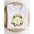 thumbnail image 1 of Unisex White T-Shirt Graphic Tees "Heavenly Joy" Angel Wings & Halo Holiday Design Shirts S-5XL Casual Daily Tops, 1 of 5