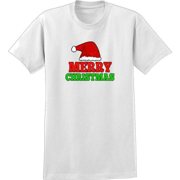 Unisex White T-Shirt Graphic Tees "Merry Christmas" Santa Hat Holiday Design Shirts S-5XL Casual Daily Tops