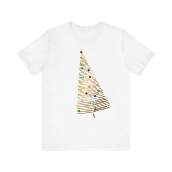 Unisex White T-Shirt Graphic Tees Minimalist Christmas Tree Holiday Design Shirts S-5XL Casual Daily Tops