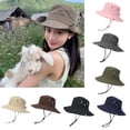 thumbnail image 1 of Unisex Wide Brim Boonie Hat Bucket Sun Hat Outdoor Fishing Hiking Casual Style, 1 of 4