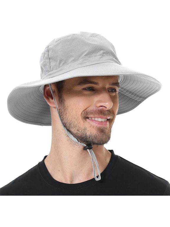 1 Pc Unisex Wide Brim Boonie Hat - UPF 50+ UV Protective & Cooling for Hiking and Beach (Light Grey)