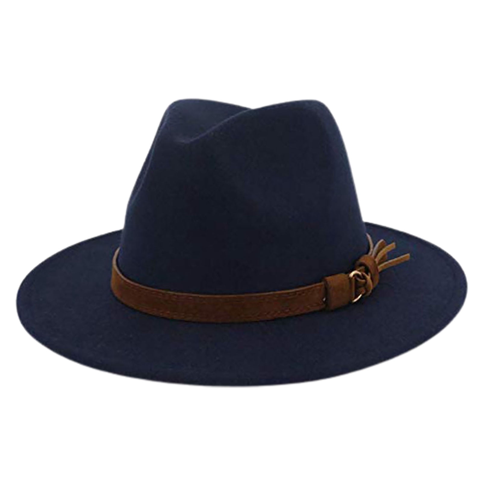 Classic Felt Fedora Hat with Belt Buckle Wide Brim Panama Unisex Foldable Classic Wide Brim Women Men Fedora Hat with Belt Buckle Wool  main image 2