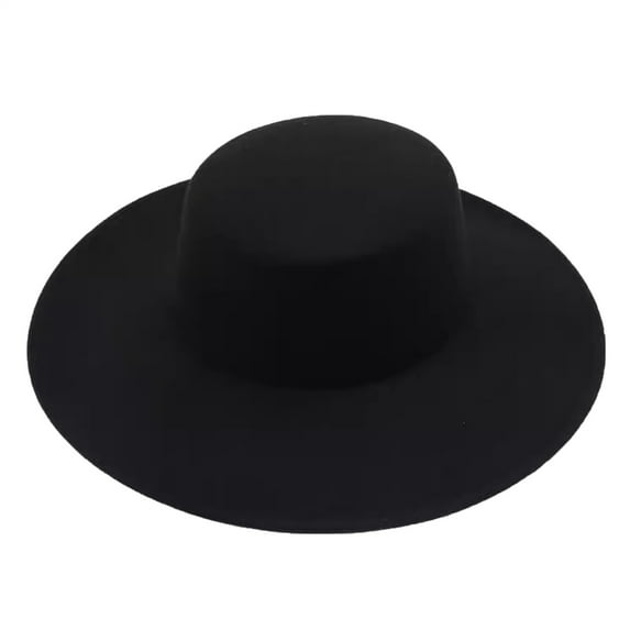 Unisex Wide Brim Felt Fedora Hat Classic Flat Top Vintage Style Hat Structured Crown Fashion Accessory for Men Women